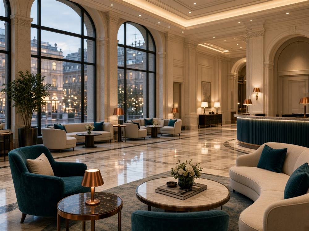 Hotel lobby márványpadlóval